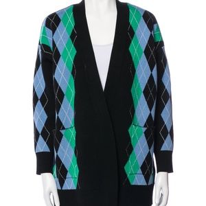 Sandro Black, Blue, and Green Argyle Cardigan